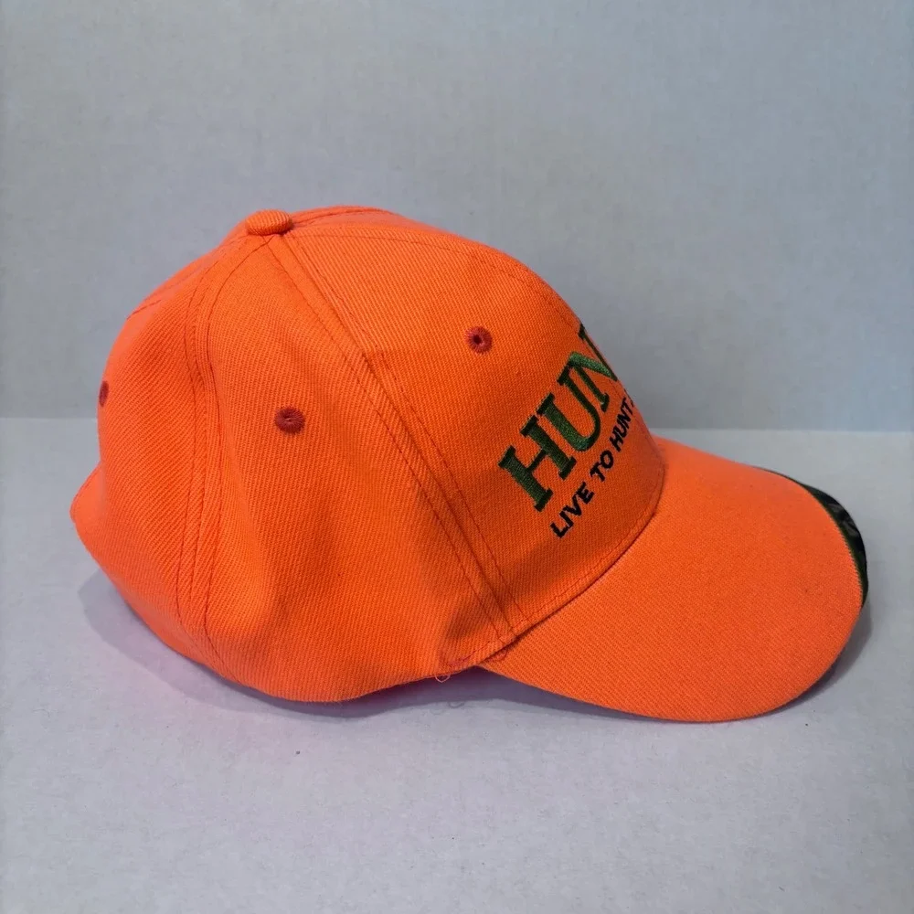 Hunter Blaze Orange Camo Bill Hat One‎ Size Live to Hunt Embroidered Cap